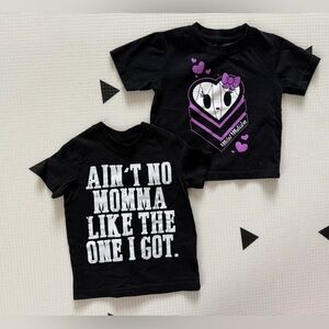 Boutique baby girl|two piece bundle of short sleeve graphic tees in black•24M